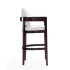 Manhattan Comfort Ritz 22" Mid-Century Modern Faux Leather Upholstered Bar Stool - Ivory and Dark Walnut - 2 Pack-Includes Gold Metal Footrest