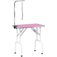 PawHut Foldable Non-slip Surface Pet Grooming Table - Pink-Robust metal frame with non-skid feet prevents the table from wobbling 