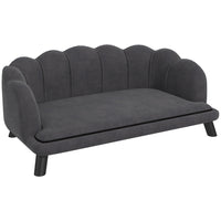 PawHut Dog Sofa with Removable Cushion and Wood Legs - Dark Grey-Suitable for large and medium dogs less than 21.7" (55 cm) long and less than 55 lbs (25 kg) in weight 