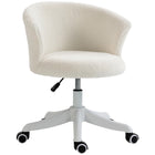 Vinsetto Fluffy Armless Office Chair with Adjustable Height - White-Curved backrest and thick foam padding provide support and comfort