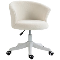 Vinsetto Fluffy Armless Office Chair with Adjustable Height - White-Curved backrest and thick foam padding provide support and comfort
