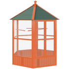 PawHut - Cage pour perroquet en bois d’extérieur 70 po H, avec toit en asphalte résistant à l’eau - brun-L'intérieur offre suffisamment d'espace pour que les oiseaux puissent bouger et jouer 