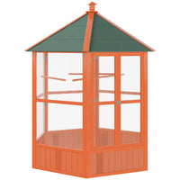 PawHut - Cage pour perroquet en bois d’extérieur 70 po H, avec toit en asphalte résistant à l’eau - brun-L'intérieur offre suffisamment d'espace pour que les oiseaux puissent bouger et jouer 