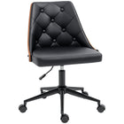 HOMCOM - Chaise de bureau en cuir PU avec hauteur réglable - noir-Chaise d’ordinateur avec design capitonné à boutons pour plus d’élégance et de style