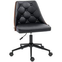 HOMCOM - Chaise de bureau en cuir PU avec hauteur réglable - noir-Chaise d’ordinateur avec design capitonné à boutons pour plus d’élégance et de style