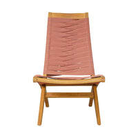 Zuo Rova Lounge Chair - Terracotta-Weather resistant solid acacia wood frame with synthetic rattan weave