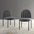 Modway Isla Upholstered Fabric Dining Side Chair - Black/Charcoal - 2 Pack-Clamshell Design