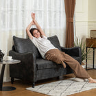 HOMCOM 55" Loveseat Sofa with Solid Wood Legs - Grey-Modern design with curved armrests and wood legs enhances any room's decor