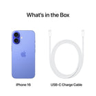 Apple iPhone 16 6.1" - 128 GB - Ultramarine - Unlocked-Satellite Connectivity: If you don't have cell service or Wi-Fi, iPhone can connect to a satellite so you can send and receive messages and Tapbacks. In a severe car crash, iPhone can connect to emergency services when you can't