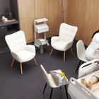 FurnitureR Accent Chair - Ivory Beige Fabric-A beautiful piece in a home office, living room, bedroom
