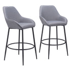 Zuo Vila Barstool - Grey - Set of 2-Armrest support