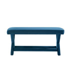 Manhattan Comfort Abigail 42.12" Mid-Century Modern Velvet Upholstered Ottoman Bench - Blue-20.47" L x 21" W x 19.48" H