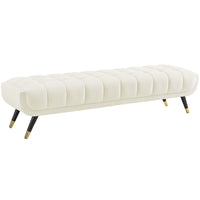 Modway Adept Performance Velvet Bench - Ivory-Chic Mid-Century Modern Bench