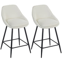 HOMCOM 26" Counter Height Swivel Bar Stools - Cream White - 2 Pack-A set of two modern bar stools creates a coordinated look

