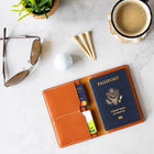 Decent Living Leather Passport Holder - Brown-Storage: Includes one full-size bill pocket and six card slots, fitting up to 12 cards
