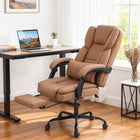 HOMCOM Office Chair with Massage - Reclining Desk Chair - Brown-High back, independent lumbar pillow, linked armrests to fit your body line