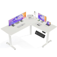 IMHome Adjustable Electric Standing L-Shape Desk with Dual Motors and 3 Memory Settings - 63" x 55" - White Top/White Frame-Optimize your productivity with the IMHome L-Shaped Electric Standing Desk, a premium adjustable sit-stand desk engineered for comfort, flexibility, and durability. Whether you’re working from home, gaming, or setting up a full ergonomic workspace, this sit-stand desk delivers the performance you need with an extra-large surface that accommodates multiple monitors and office essentials