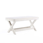 Manhattan Comfort - Abigail banc ottoman tapissé en velours style milieu du siècle 42,12" - crème-Ottoman moderne du milieu du siècle parfait pour le salon et la chambre à coucher