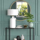 Hudson&Canal Sloane 29" Tall Ceramic Table Lamp with Fabric Shade - Matte White/White-Rated for one 60W incandescent bulb - 9W LED bulb, 13W fluorescent (CFL) bulb, or 9W self-ballasted LED bulb, E26-base bulb, Bulb not included