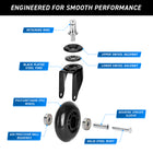 MotionGrey Rollerblade Office Chair Wheels - Heavy Duty Replacement Casters for Hardwood Floors - Black - Set of 2-7