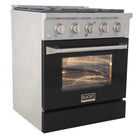 Kucht - 30 po Série KNG Cuisinière Pro Style au gaz naturel - Acier inoxydable/Noir-Grilles de cuisson robustes en fonte résistantes à la chaleur intense permettant de déplacer les ustensiles d’un brûleur à l’autre sans les soulever