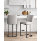 Manhattan Comfort - Serena tabouret de bar moderne 45 cm en similicuir rembourré - gris clair - lot de 2-Cadre en métal avec finition noire mate