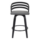 Armen Living Jayden 26" Counter Height Swivel Bar Stool in Grey Faux Leather & Black Wood-4