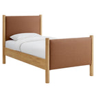 Modway Maven Twin Size Vegan Leather Upholstered Platform Bed - Tan Oak-Assembly Required