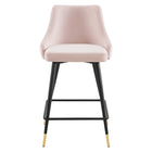 Modway Adorn Performance Velvet Counter Stool - Pink - Set of 2-Chair Weight Capacity: 300 lb