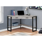 Monarch Specialties - 7505 Bureau 42 po - En Coin Faux Bois Gris-Les options de rangement ouvert et fermé comprennent 1 tiroir de rangement extra large et équipé de 2 poignées au fini noir et de glissières de tiroir en métal, et 1 tablette inférieure en forme de L