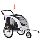 Aosom 2-In-1 Pet Stroller and Wagon with Suspension - White-2-in-1 design, can be used as a pet trailer or pet stroller 