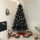 HOMCOM - Sapin de Noël artificiel de 7 - 5 pieds - base en acier - noir-Couleur blanche pour l'esprit d'Halloween et de Noël 