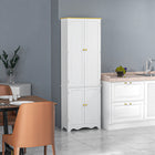 HOMCOM 72" H Freestanding Kitchen Pantry Cabinet with 4 Shelves and 4 Doors - White-Colour: White and Brown Top 