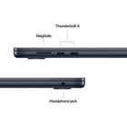 Apple - MacBook Air 15 po - M5 - 10 coeurs - 512 Go SSD - Mémoire unifiée 16 Go - Minuit-Connectez Absolument Tout - MacBook Air comprend deux ports Thunderbolt 4, un port de recharge MagSafe, une prise pour écouteurs ainsi que la puce réseau sans fil N1 d’Apple pour le Wi-Fi 7 et le Bluetooth 6. Et il prend en charge Jusqu’à deux moniteurs externes