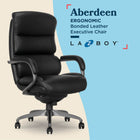 La-Z-Boy - Fauteuil de bureau en cuir reconstitué ergonomique Aberdeen - Noir-Certifié Greenguard réduisant la pollution de l’air intérieur et le risque d’exposition aux produits chimiques