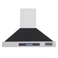 KUCHT KRH3615-K 36 po Hotte murale professionnelle - 900 CFM - Acier inoxydable/Noir-La hotte professionnelle est équipée de trois ventilateurs puissants pouvant atteindre 900 CFM, offrant plusieurs niveaux de débit d’air et captant la fumée et les odeurs de cuisson dans un fonctionnement silencieux