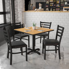 Flash Furniture – Table carrée de 36 po au dessus naturel stratifié avec base en X et 4 chaises en métal, siège en vinyle noir-L'ensemble comprend 4 chaises, un dessus de table rond et une base en X