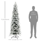 HOMCOM - Arbre de Noël artificiel crayon de 7 pi avec ouverture automatique-Les branches orientées vers le bas imitent les pins forestiers naturels  
