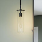 Modway Skylark Pendant Light - Clear/Black-Glass Cylinder Shade