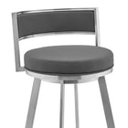 Armen Living - Roman Tabouret de Bar Pivotant de 66 cm de Hauteur de Comptoir en Similicuir Gris et Acier Inoxydable Brossé-6