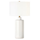 Hudson&Canal - Lampe de table Carlina en céramique de 63 cm de haut avec abat-jour en tissu, - Blanc mat/blanc-Design traditionnel pour votre salon, votre espace de travail ou votre table de chevet