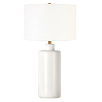Hudson&Canal - Lampe de table Carlina en céramique de 63 cm de haut avec abat-jour en tissu, - Blanc mat/blanc-Design traditionnel pour votre salon, votre espace de travail ou votre table de chevet