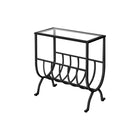 Monarch Specialties 3308 Accent Table - Black Metal With Tempered Glass-This contemporary magazine table is both stylish and multi-functional. It features a spacious rack to hold your magazines and a tempered glass top where you can place your coffee cup as you read the latest novel. With its sturdy stardust brown metal base, this piece is one of a kind.