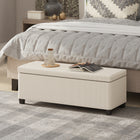 HOMCOM 44 Inch Storage Ottoman Bench with Lid and Legs - Beige-Breathable, skin-friendly fabric with soft foam padding for superior comfort
