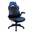 Emerge - Fauteuil de jeu en cuir reconstitué Vortex de la gamme - noir et bleu-Dossier et siège en cuir reconstitué avec coutures aux couleurs contrastantes