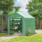 Outsunny Portable Walk-In Greenhouse Hot House with 18 Shelves - 8' x 6' x 7' - High-quality, water-fighting, transparent plastic covering with grid threading
 