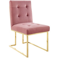 Modway Privy Gold Stainless Steel Performance Velvet Dining Chair - Gold/Dusty Rose-Glam Deco Dining Chair