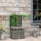Outsunny 22L Raised Garden Box with Trellis-Spacious design with two planter box on the bottom to grow flowers, vegetables, plants 