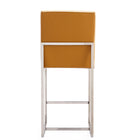 Manhattan Comfort Element 16.34" Modern Faux Leather Upholstered Counter Stool - Camel and Polished Chrome - 3 Pack-Delivered to you Fully Assembled! No Assembly Required