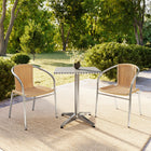 Flash Furniture 23.5'' Square Aluminum Indoor-Outdoor Table with 2 Beige Rattan Chairs (TLH-ALUM-24SQ-020BGECHR2-GG)-23.50"W x 23.50"D x 27.50"H